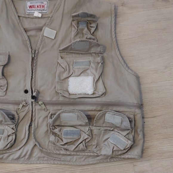 WALKER Men's Vintage Utility Sporting Vest in Cream Large - Picture 5 of 9